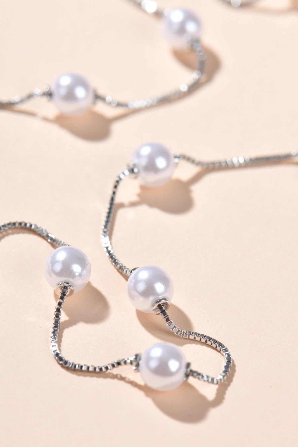 Piggu İthal 90 cm İncili Kolye (Gümüş)