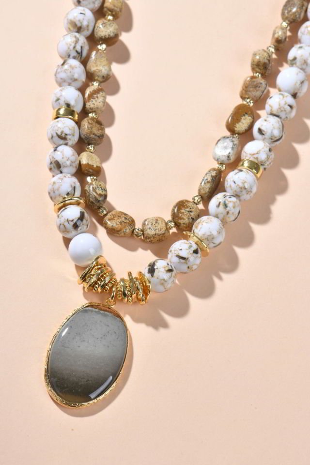 Piggu Karnataka Orijinal Tasarım Akik Kolye (Haki Uçlu)