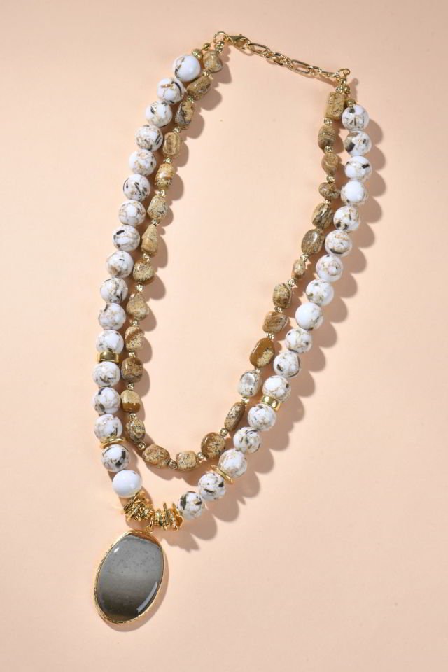 Piggu Karnataka Orijinal Tasarım Akik Kolye (Haki Uçlu)