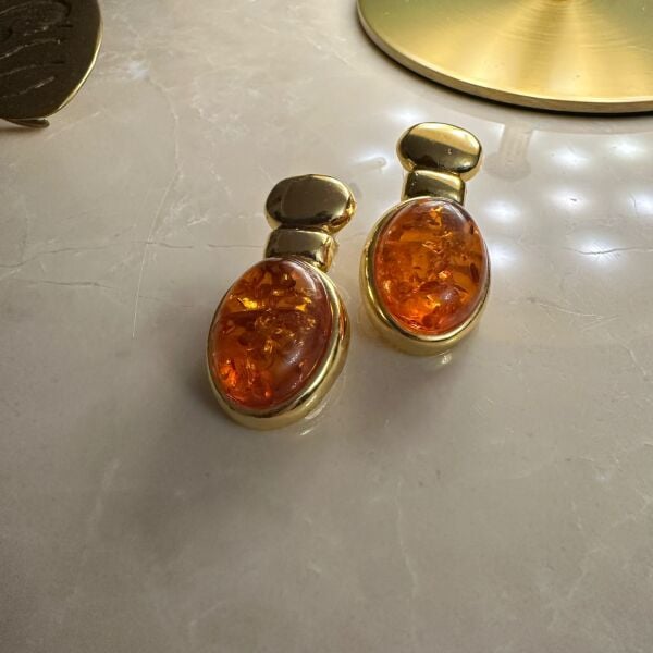 Amber Glow Oval Küpe