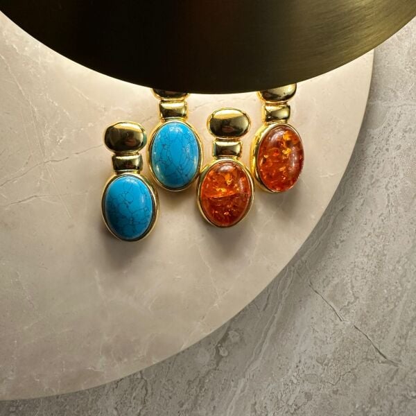 Amber Glow Oval Küpe