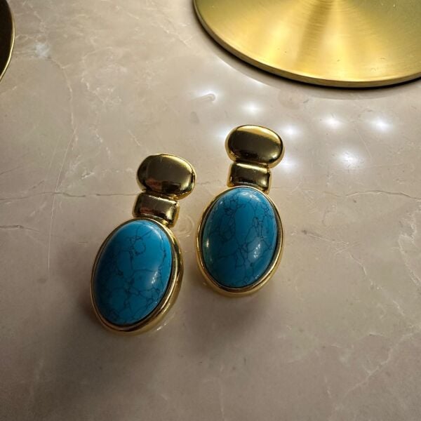 Turquoise Glow Oval Küpe